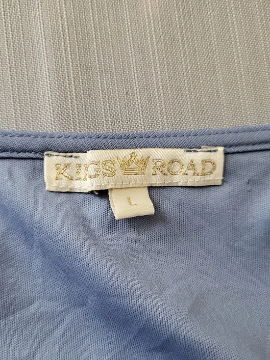 Kings Road Blue V-Neck Puff Sleeve Maxi Dress with Smocked Waist, Size Large - Picture 3 of 4